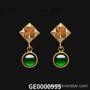 18k Tinuod nga Gold Imperial Green Green Jadeite Earterings